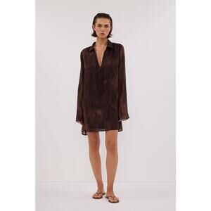 DISSH Willow Choc Long Sleeve Mini Dress Size 2